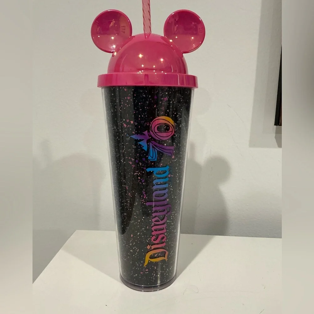 Disneyland 70th Anniversary‎ Starbucks Tumbler with Pink Mickey Lid